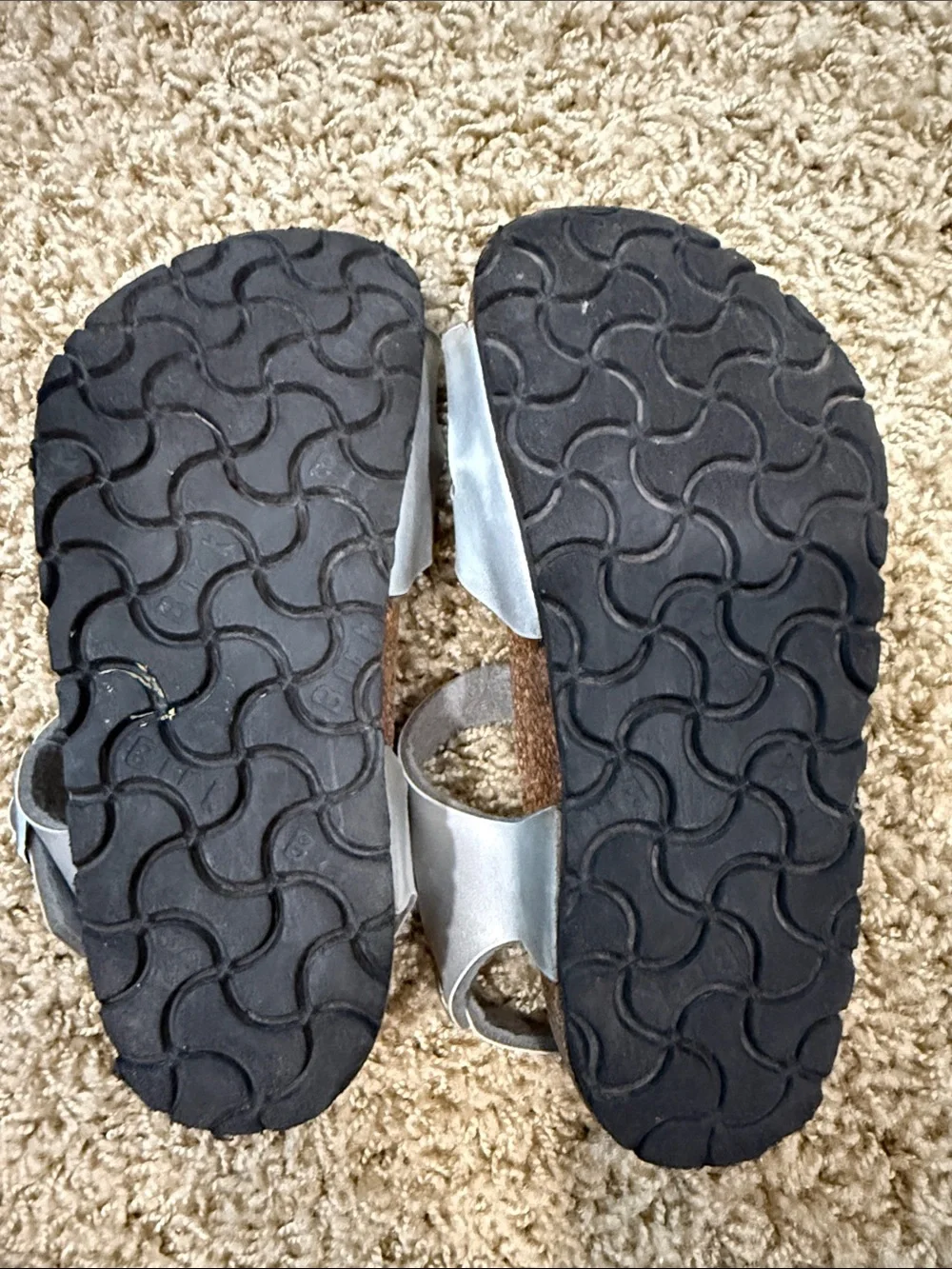 Birkenstock Rio Kids Birko Flor Sandals Silver Size 29 / 11 or 11.5